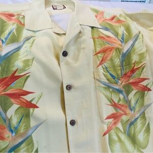 Floral Hawaiian Shirt in Yellow with Tropical Print